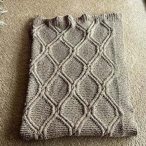 Magaschoni Home Decorative Cable knit Fawn Brown Throw Blanket